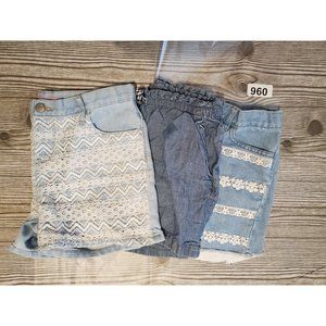 Girls Denim Shorts Size 14 Set of Three